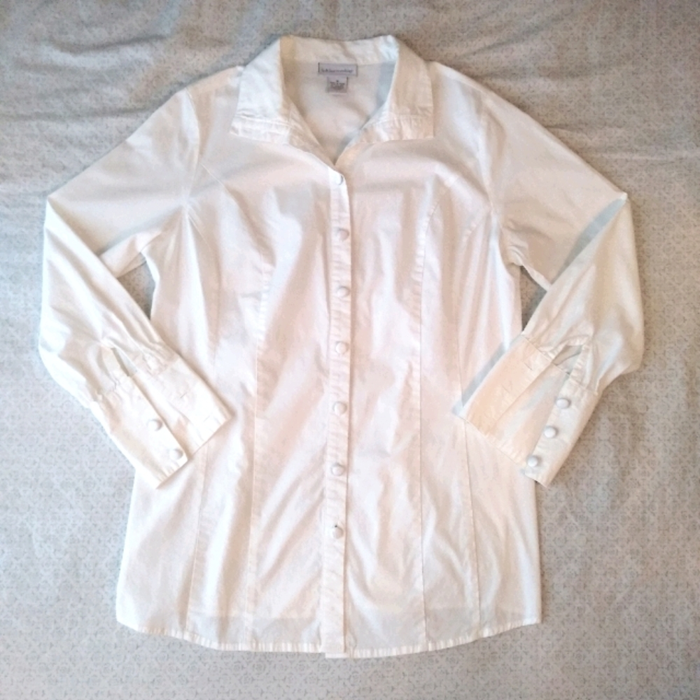 Soft Surroundings White Button Down Shirt Size Medium